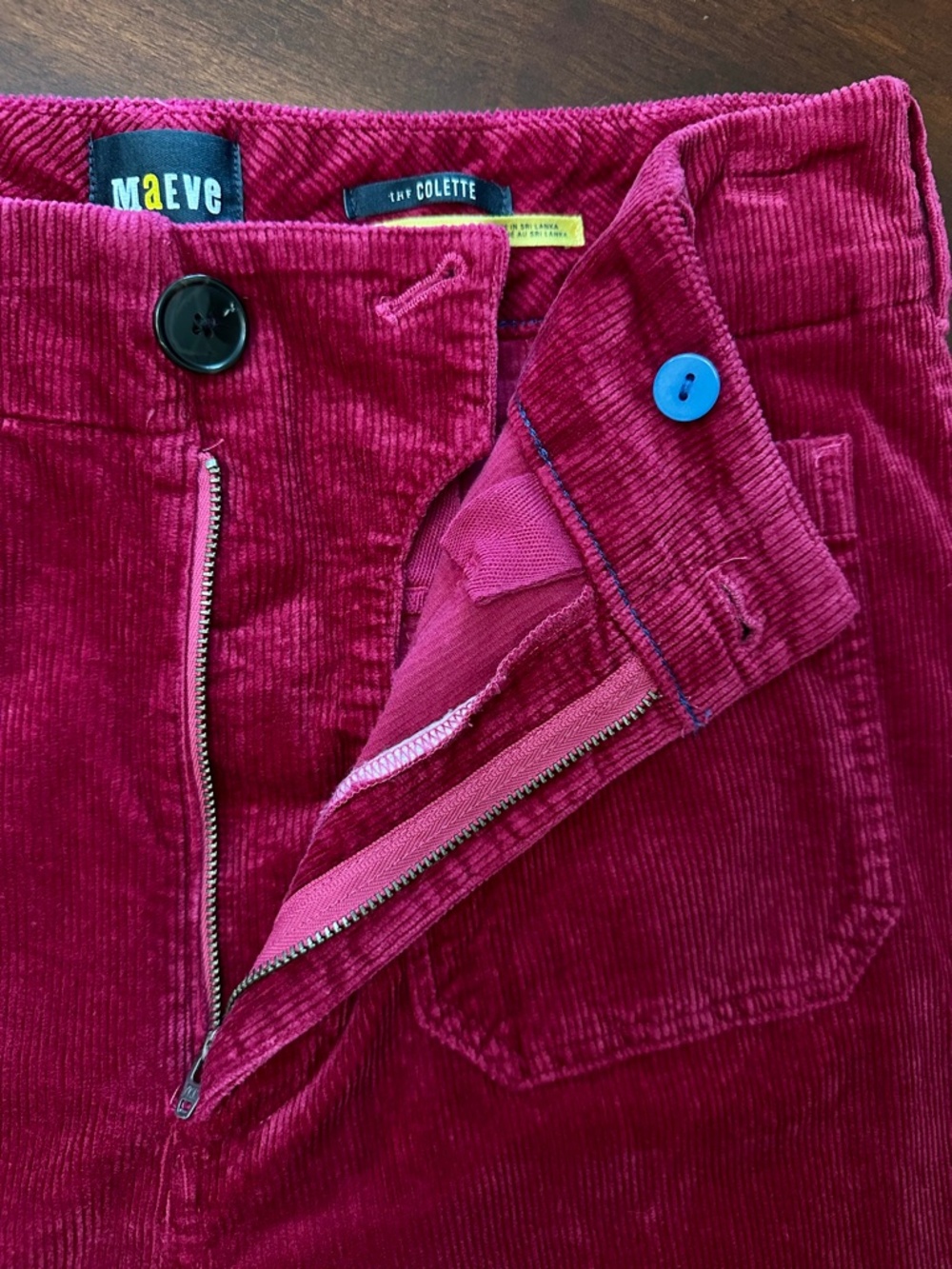Maeve The Colette Corduroy Wide Leg Crop Pant Raspberry Pink Women's Size 31 - Picture 7 of 11